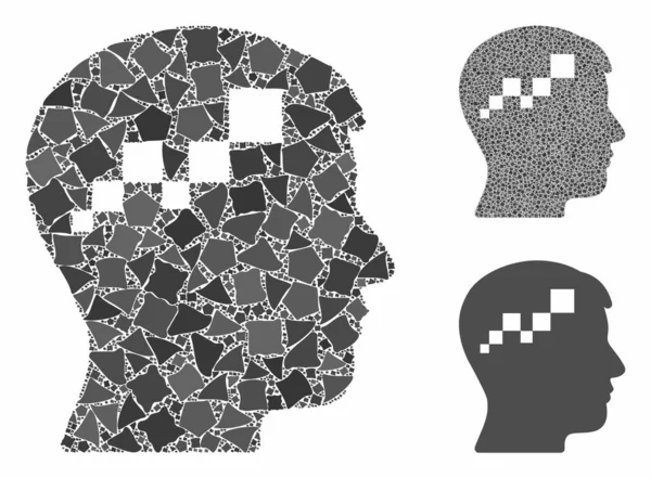 Gehirn Blockchain Mosaik Symbol der unregelmäßigen Teile — Stockvektor