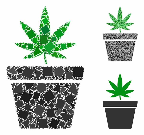 Cannabis pot Mozaik ikon durva alkatrészek — Stock Vector