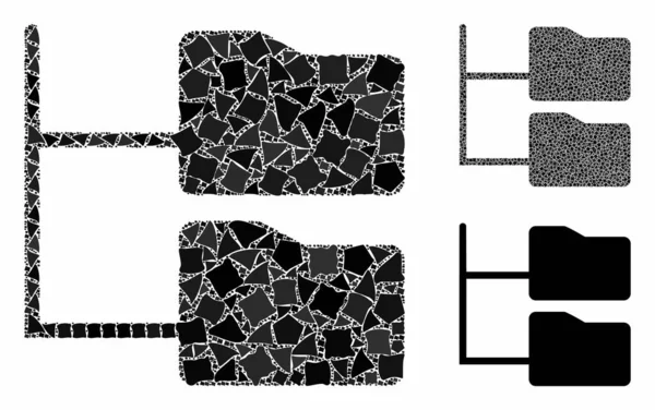 Categoria árvore de pasta Ícone mosaico de peças Trembly —  Vetores de Stock