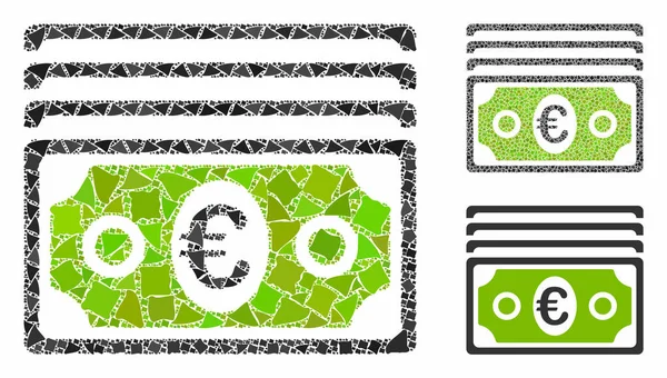 Τραπεζογραμμάτια ευρώ Ψηφιδωτό εικονίδιο με χοντρά κομμάτια — Διανυσματικό Αρχείο