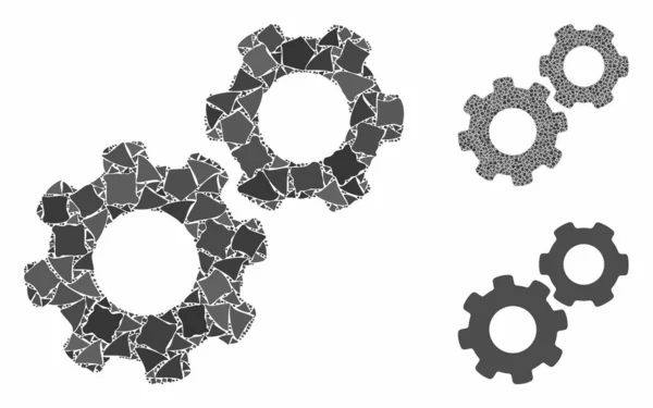 Ikon Komposisi Gears dari Elemen Terpencil - Stok Vektor