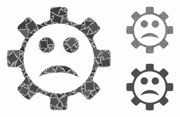 Service gear sad smiley Ψηφιδωτό εικονίδιο των αναρχικών στοιχείων — Διανυσματικό Αρχείο