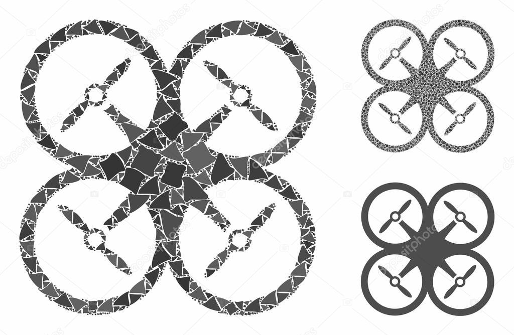 Quadcopter Mosaic Icon of Ragged Pieces