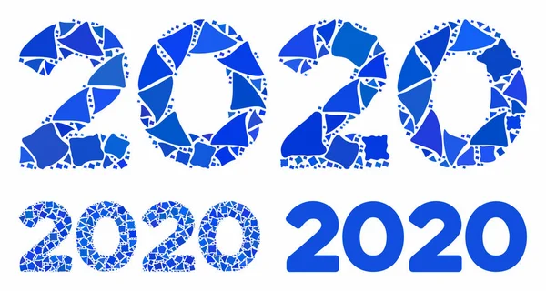 2020 cijfers tekst Mosaic Icon van Rugged Items — Stockvector