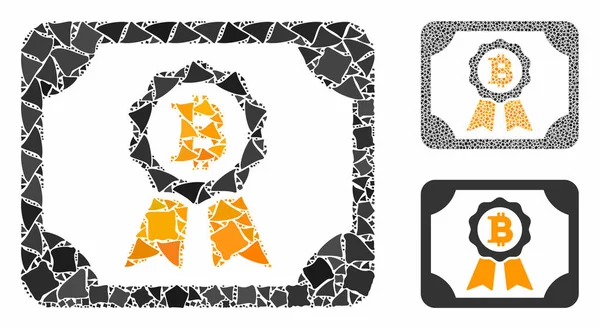 Bitcoin certificaat Samenstelling pictogram van ruwe elementen — Stockvector