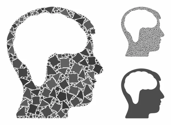 Cerveau Mosaïque Icône de pièces rugueuses — Image vectorielle