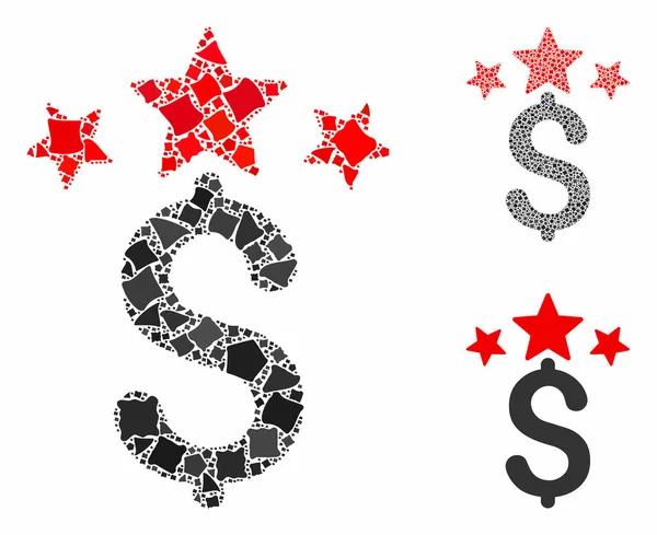 Estrellas de negocios Mosaico Icono de Piezas Desiguales — Vector de stock