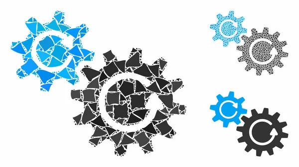 Cogs rotation Mosaic Icon of Rugged Elements — Stock Vector