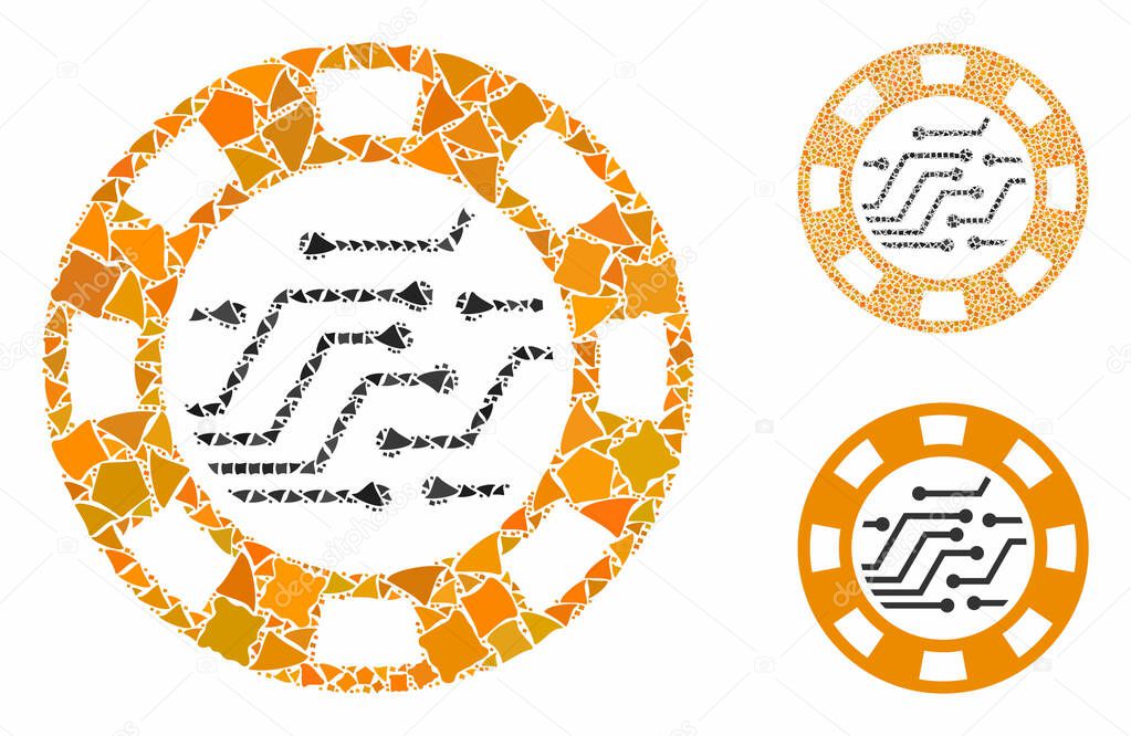 Circuit casino chip Mosaic Icon of Tuberous Items