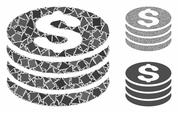 Composição de pilha de moeda de dólar Ícone de itens irregulares — Vetor de Stock