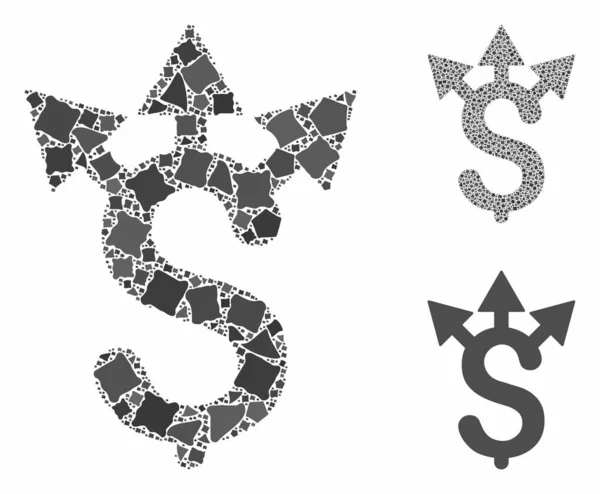 Dolar dispensa ícone mosaico de peças sujas — Vetor de Stock
