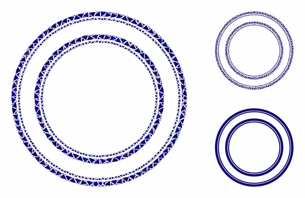 Dubbele cirkel frame Samenstelling Ikoon van Humpy Pieces — Stockvector