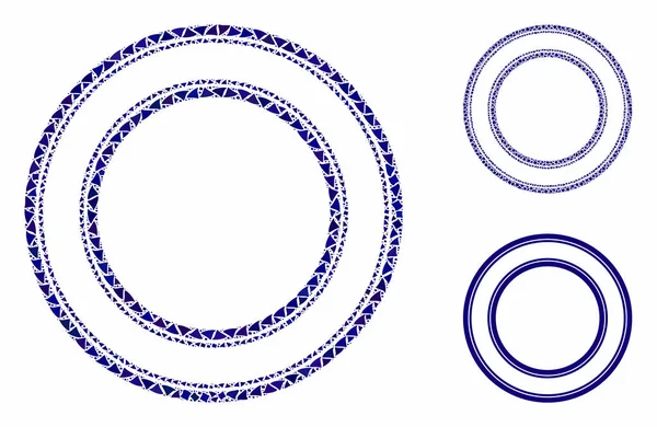 Dubbele cirkel frame Samenstelling Ikoon van onregelmatige items — Stockvector