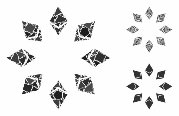 Ethereum radial Composition Icône de pièces ragged — Image vectorielle