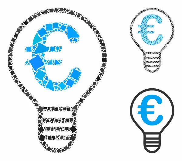 Euro ampoule Composition Icône des éléments inégaux — Image vectorielle