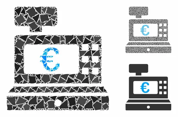 Euro cashbox Composition Icon of Unequal Pieces — Stock Vector