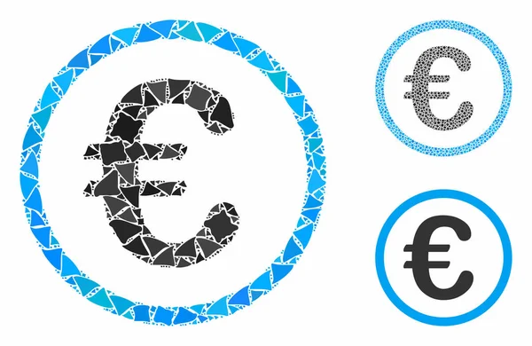 Ícone de composição de moedas de euro de peças irregulares — Vetor de Stock