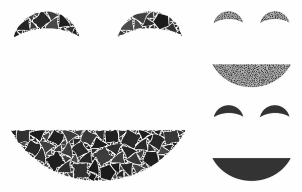 Ícone de mosaico sorridente feliz de peças robustas — Vetor de Stock