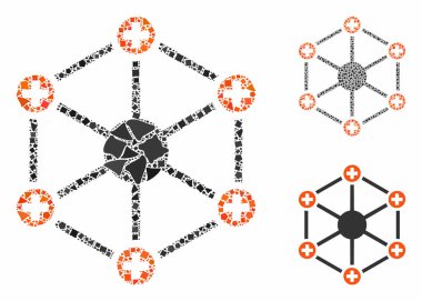 Tıbbi ağ Ragged Elementlerin Mozaik Simgesi