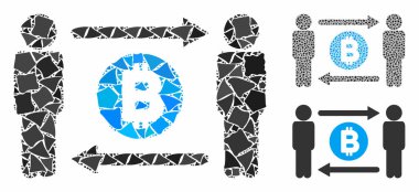 İnsanlar Bitcoin madeni para değiş tokuşu. Titrek elementlerin kompozisyon simgesi.
