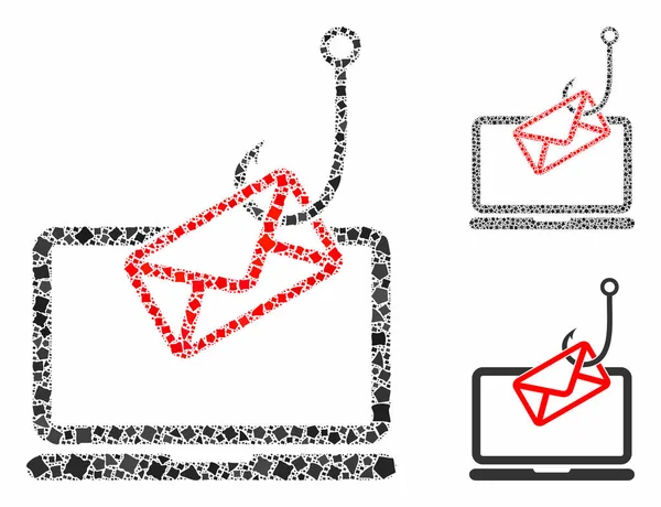Laptop mail phishing Mosaico Icona degli elementi irregolari — Vettoriale Stock