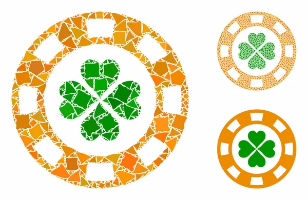 Glück Casino Chip Mosaik Symbol der abrupten Stücke — Stockvektor