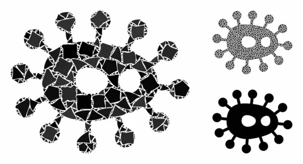 Microbio mosaico icono de piezas temblorosas — Vector de stock