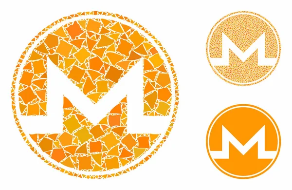 Monero coin Mosaic Icono de piezas temblorosas — Archivo Imágenes Vectoriales