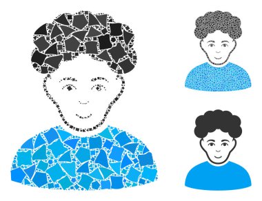 Brunet adamı Ragged Nesnelerin Mozaik Simgesi