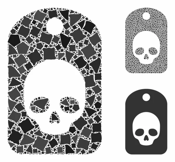 Étiquette crâne Composition Icône de pièces abruptes — Image vectorielle