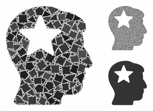 Icono de composición de cabeza de estrella de artículos temblorosos — Archivo Imágenes Vectoriales