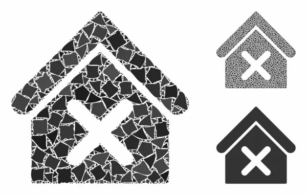 Ícone de mosaico casa errada de tremores Trembly —  Vetores de Stock