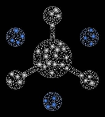 Flare Benekli Parlak Izgara Ağ Veri Ağı