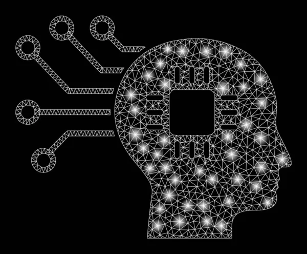 Flare Mesh 2d Brain Circuit med flare fläckar — Stock vektor