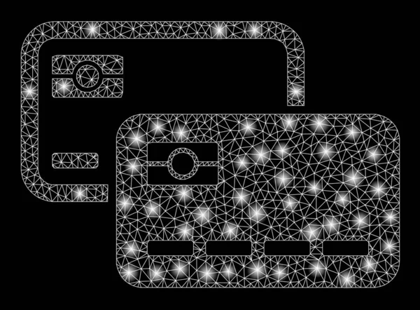 Gloeiende Mesh 2d Creditcards met Flash Spots — Stockvector