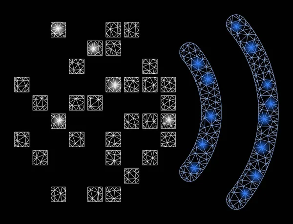 Transmisión de datos 2D de malla de bengalas con puntos de bengala — Vector de stock