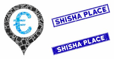 Euro Geotarget Mozaiği ve Grunge Dikdörtgen Damgaları