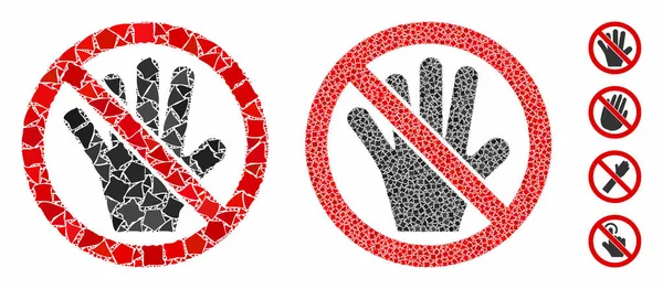 No touch palm Mosaic Icon of Unequal Parts — Stock Vector