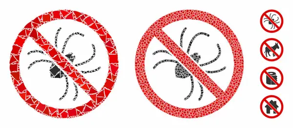 No hay araña mosaico icono de piezas resistentes — Vector de stock