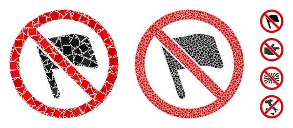 No flags Mosaic Icon of Raggy Elements — Stock Vector