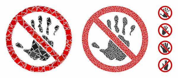 No touch hand Composition Icon of Rugged Parts — Stock Vector