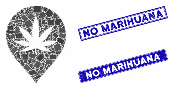 Cannabis-Marker-Mosaik und zerkratzte Stempelsiegel — Stockvektor