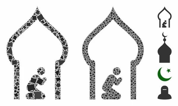 Islamitische kerk Samenstelling icoon van ruwe elementen — Stockvector