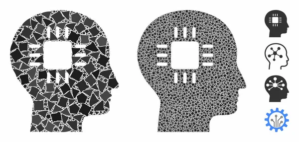 Icono de composición del procesador cerebral de piezas Joggly — Archivo Imágenes Vectoriales