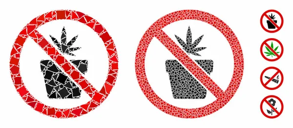 No cannabis pot Composición Icono de piezas irregulares — Vector de stock