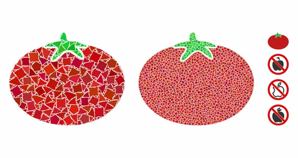 Ícone de composição de tomate de peças irregulares — Vetor de Stock