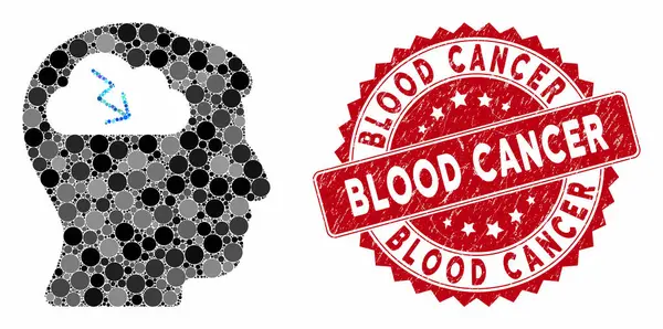 Collage Lluvia de ideas con sello de cáncer de sangre rayado — Vector de stock