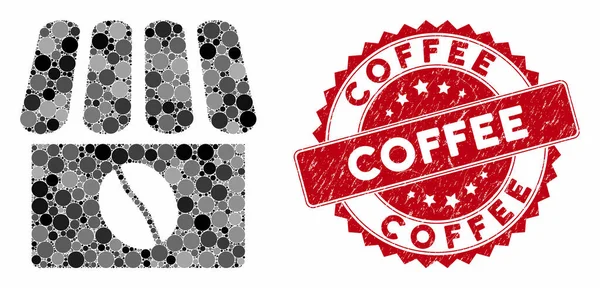 Collage Café avec timbre café Grunge — Image vectorielle
