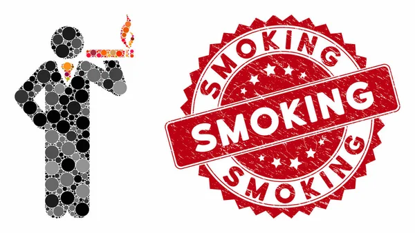 Mosaic Fumar com texturizado Carimbo Fumar — Vetor de Stock