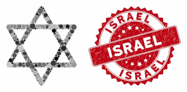Collage Estrella de David con Sello Grunge Israel — Archivo Imágenes Vectoriales